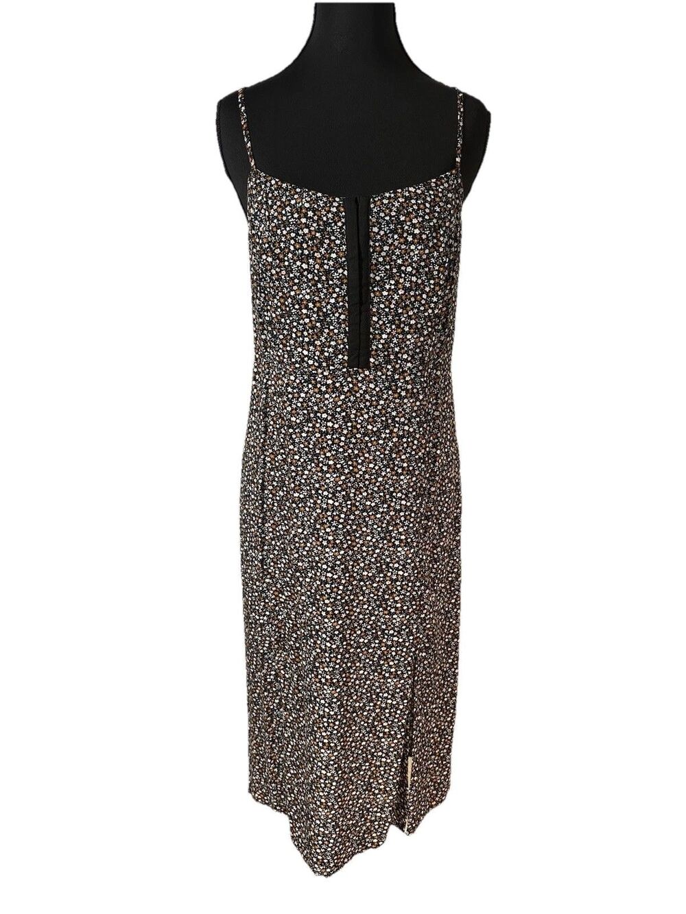 Volcom Juniors Large Floral Print Hey Stone Hey Slit-Front Midi Dress Black Sz S
